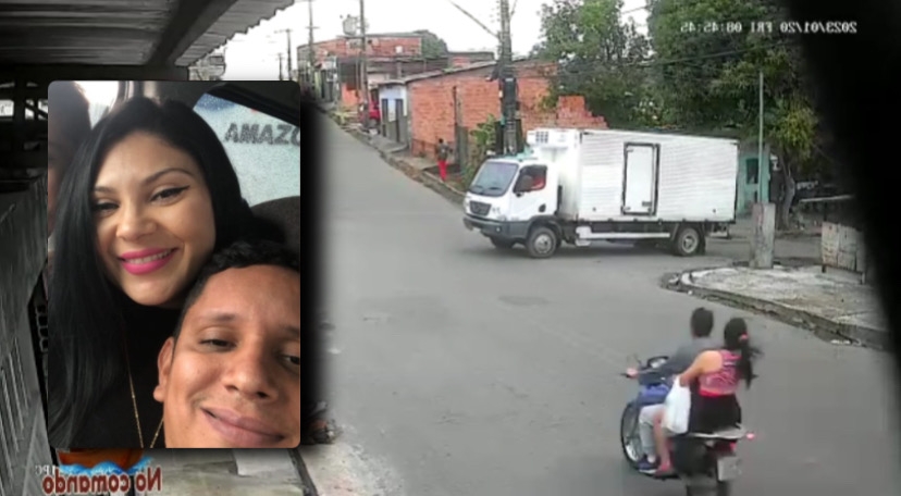Veja o momento que caminhão atropela e m4ta casal na zona Leste de Manaus