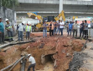 Trabalho para fechar cratera na avenida Rodrigo Otávio deve levar 8 dias