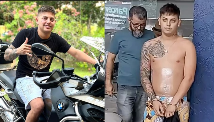 Bomba: veja momento que blogueiro ‘Vitinho Cell’ é preso enquanto fazia tatuagem em Manaus