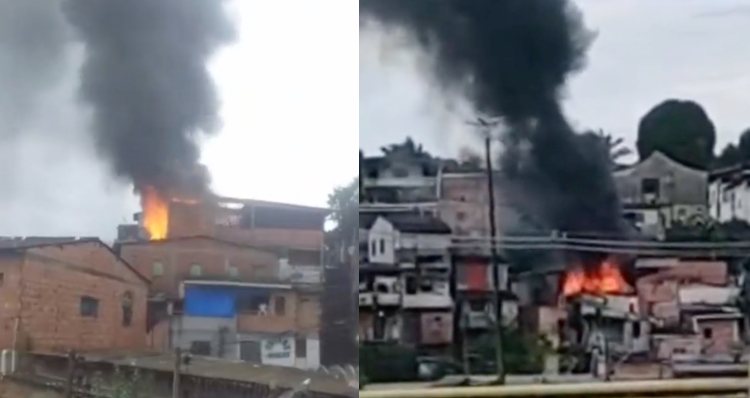 Incêndio atinge residência no bairro São Jorge e causa desespero em moradores; veja vídeo