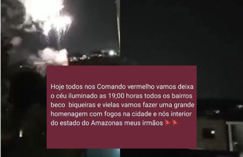 Guerra de facções: membros do ‘CV’ divulgam noite de foguetório em Manaus nesta sexta-feira (10)