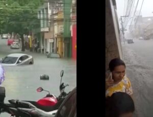 Temporal em Manaus deixa carros submersos e pessoas ilhadas; veja vídeos