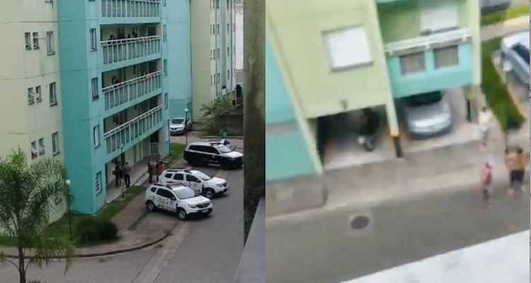 Homem cai de prédio após matar a própria esposa a facadas; veja vídeos