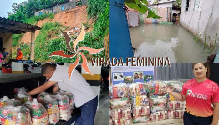 Virada Feminina do AM distribui cestas básicas para famílias que estão sofrendo com as chuvas em Manaus