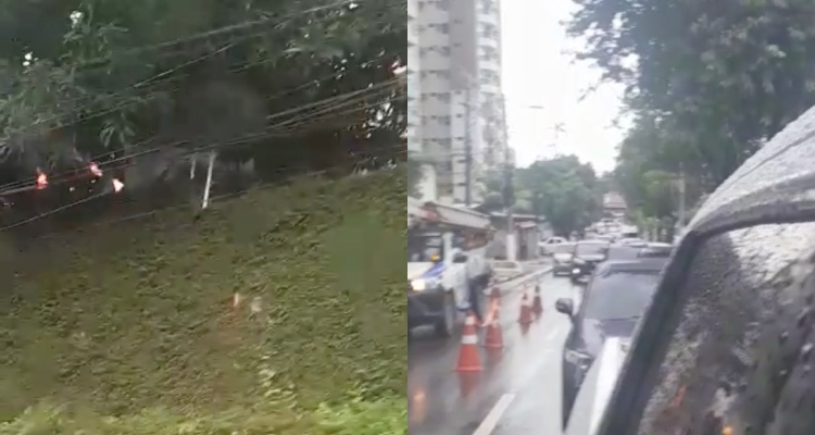 Fios de poste pegam fogo e geram “trânsito infernal” de mais de 10 km em Manaus; veja vídeo