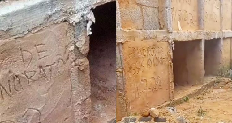 Mulher enterrada viva foi ‘emparedada’ em túmulo de cemitério por vingança do tráfico; veja vídeo