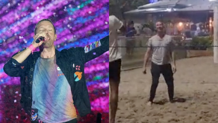 Após turnê, Chris Martin, vocalista do Coldplay, é flagrado jogando altinha em praia do Rio; veja vídeo
