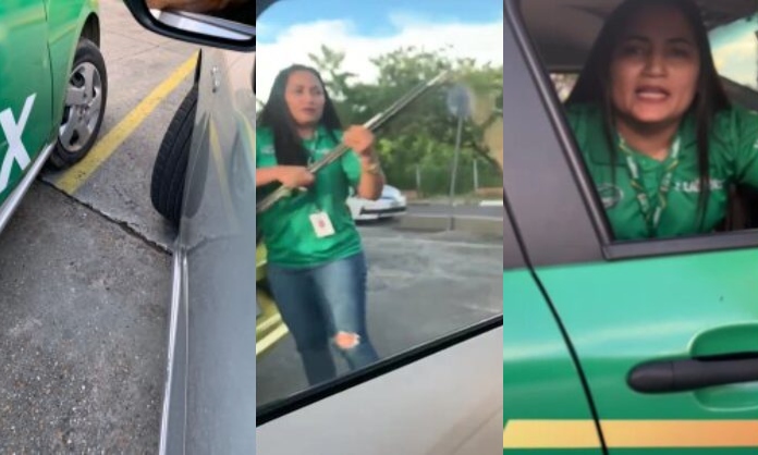 Mulher barraqueira quebra carro de empresário e ainda tenta extorqui-lo, em Manaus, veja vídeo