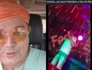 Após Wanderley Andrade "furar" evento, fã sobe no palco e dá show; veja vídeo