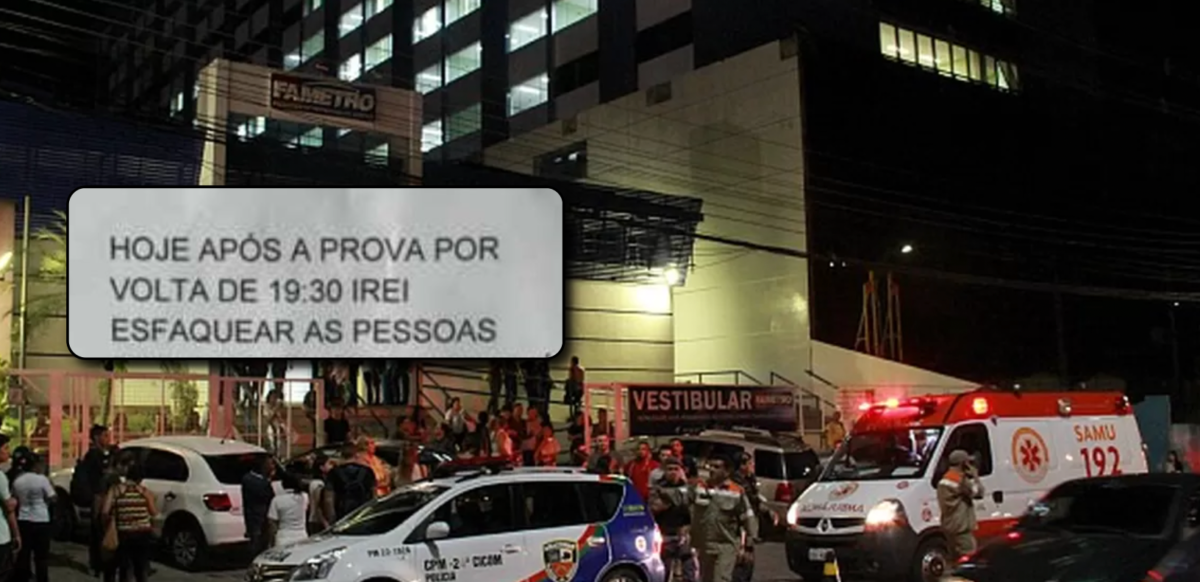Urgente: estudantes da Fametro temem atentado após bilhete macabro viralizar nas redes sociais; veja