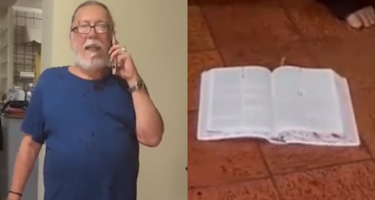 “Bizarro”: famoso perito criminal urina em bíblia após acusar jovem esposa de traição; veja vídeo