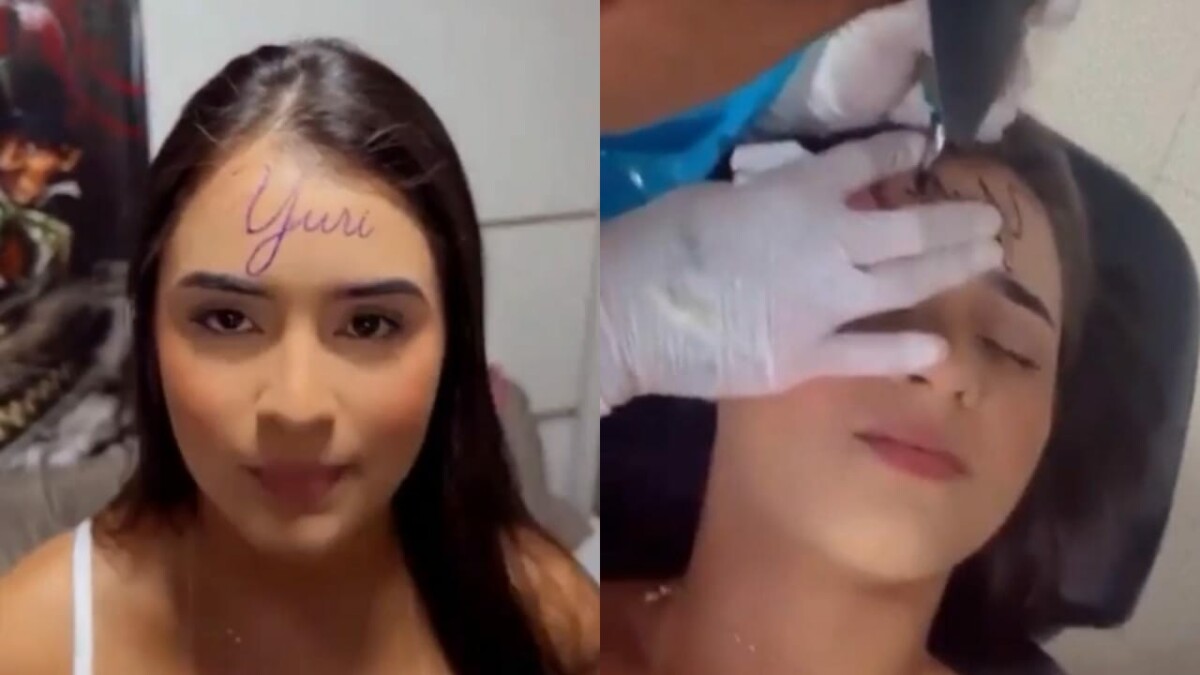 Linda jovem viraliza após tatuar nome do ‘presente de Deus’ na testa; veja vídeo