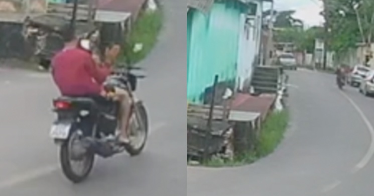 Vídeo mostra momento em que moto em alta velocidade colide com carro em Manaus; veja