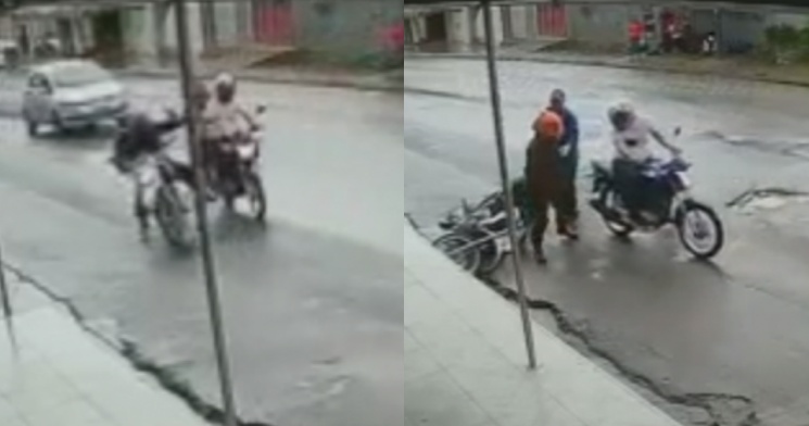 Bandidos audaciosos derrubam motoboy no trânsito e o assaltam em plena luz do dia, em Manaus, veja vídeo