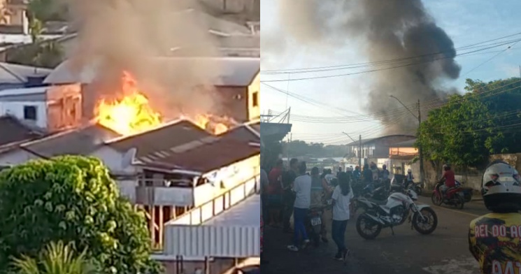 URGENTE: incêndio de grandes proporções atinge casa em Tefé; veja vídeos