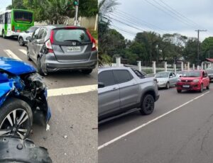 Acidente deixa trânsito engarrafado na Zona Oeste de Manaus; veja