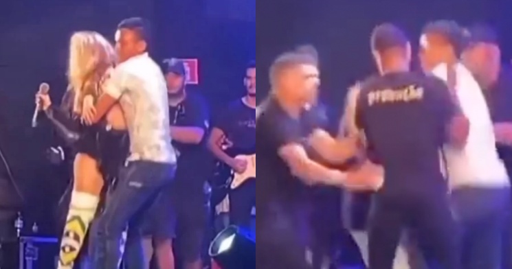 Joelma quase cai após fã desesperado invadir palco durante show; veja o vídeo