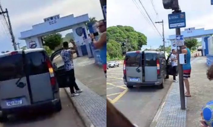 Homem faz protesto em frente à corregedoria após descobrir que PM mostrou o ‘cacetete’ pra sua esposa; veja vídeo