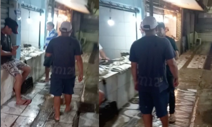 Na Compensa é assim: ladrão de queijo recebe banquete de s0co no meio da Feira; veja vídeo