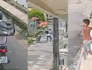 'No Japiim é assim': garotinhos tacam pedra após verem falso entregador de app assaltando; veja vídeo