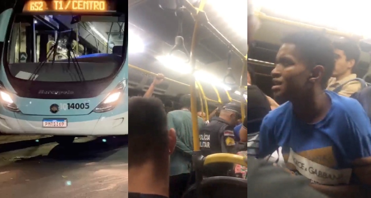 “A casa caiu”: motorista do 652 faz sinal com farol e polícia interrompe assalto dentro de ônibus; veja vídeo