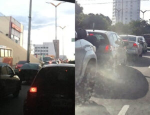Acidente na Avenida Darcy Vargas provoca intenso congestionamento no bairro Chapada