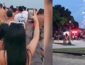'Taradão' leva pei4 de banhistas na Praia da Ponta Negra após alici4r meninas; veja vídeo