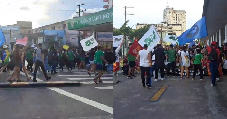 Universitários invadem o T1 e protestam contra a tarifa de R$ 4,50