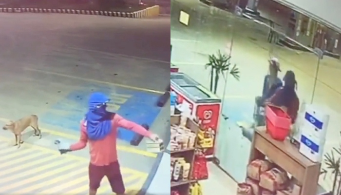 Bandidos com f4cão invadem conveniência de Posto de Gasolina ‘na pedrada’, em Manaus; veja vídeo