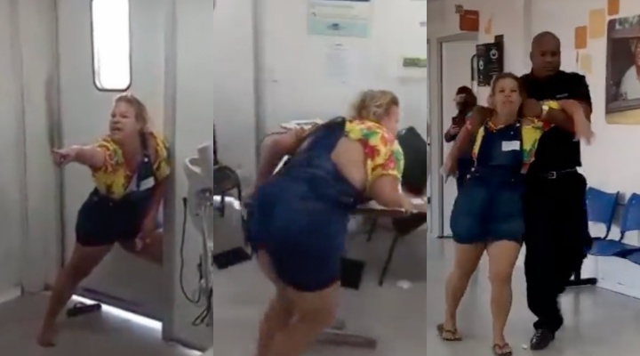 Dondoca surta, destrói UPA, agride trabalhadores, comete racismo mas sai pela porta da frente da delegacia; veja vídeo