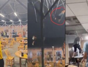Dono de restaurante sobrevive após voar pendurado em galpão durante forte tempestade; veja vídeo