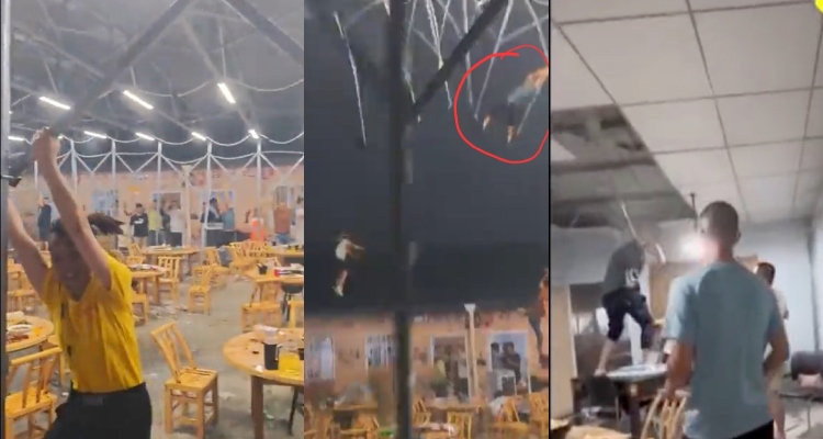 Dono de restaurante sobrevive após voar pendurado em galpão durante forte tempestade; veja vídeo