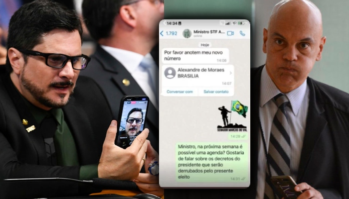 Celular apreendido com Marcos Do Val tem supostas conversas trocadas com Alexandre Moraes; veja prints