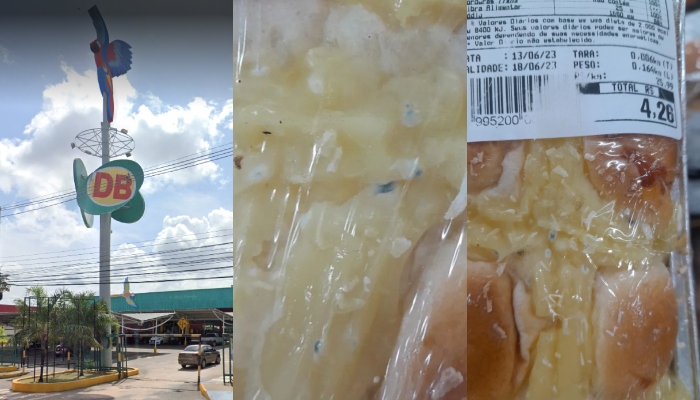 GRAVE: Hiper DB Compensa vende pão doce ‘recheado de mofo’, denuncia cliente; veja vídeo