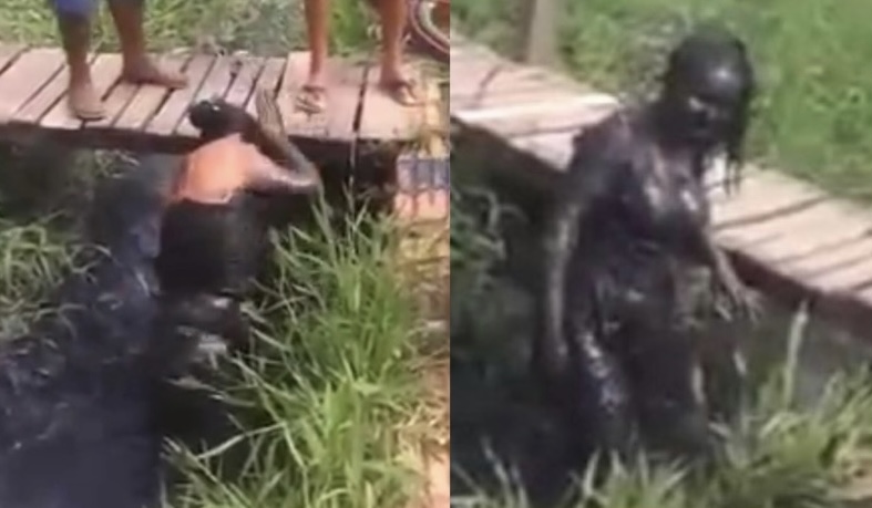 Em Coari é assim: mulher afog4 amiga talarica na lama após descobrir chifre; veja vídeo