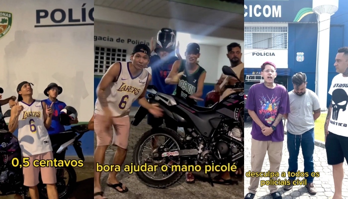 ‘Deu ruim’: Influencers que fizeram rifa solidária pra soltar Lucas Picolé pedem desculpas aos Policiais; veja vídeo