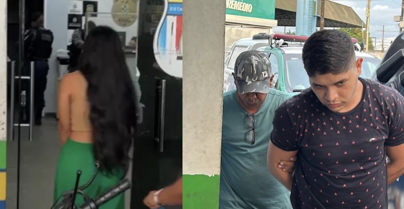 Agora: Isabelly Aurora e ex-marido, Paulo Victor, chegam juntos no 6º DIP e aguardam audiência de custódia