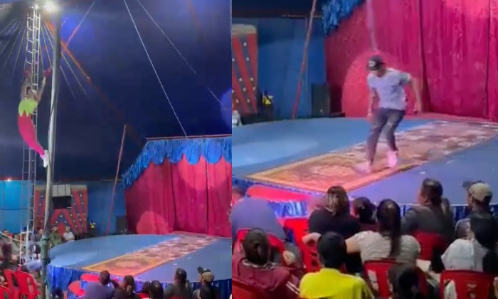 Chocante e desesperador: vídeo mostra momento que  trapezista sofre acidente durante apresentação em circo; veja