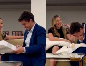 Nikolas Ferreira se emociona ao descobrir que será pai pela primeira vez: ‘Tô muito feliz’; veja vídeo