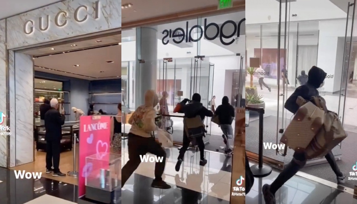 Ladrões invadem lojas da Gucci em Shopping nos EUA e fogem com bolsas caríssimas; veja vídeo