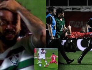 Marcelo, do Fluminense, chora após ser expulso por quebrar perna de rival; veja vídeo