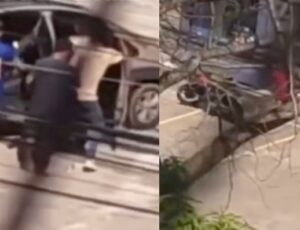 Veja momento em que motoqueiro é b4leado na c4beça por valentão no São José Operário