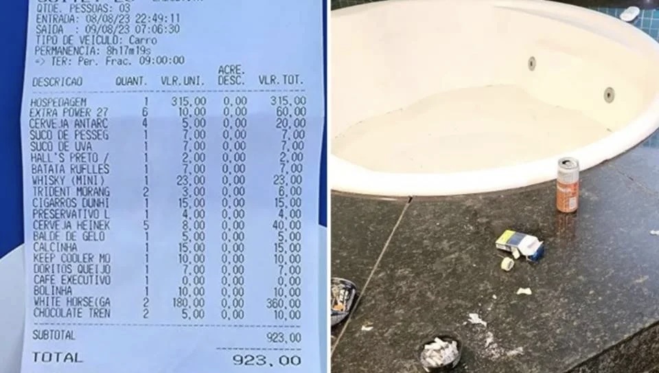 ‘Calote do amor’: homens são presos após fugirem de motel devendo R$ 1 mil de calcinhas e salgadinhos