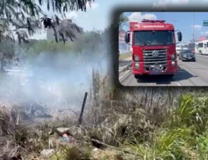 Incêndio causa pânico na avenida Torquato Tapajós; veja vídeo