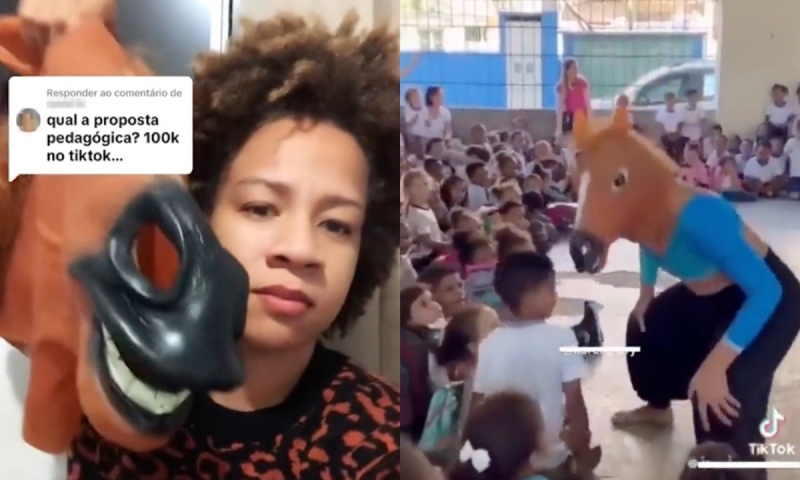 Dançarina que fez ‘Cavalo Taradão’ para crianças em escola se pronuncia: “Vamos ter Deus no coração”; veja vídeo