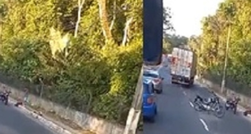 Trânsito: Motoqueiro fica ferido em grave acidente em avenida de Manaus; veja vídeo.