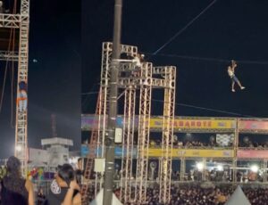 PERIGO: estrutura frágil em tirolesa deixa população 'cabreira' no Sou Manaus 2023; veja vídeo