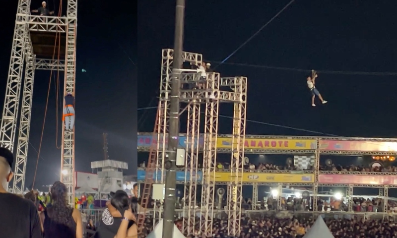 PERIGO: estrutura frágil em tirolesa deixa população ‘cabreira’ no Sou Manaus 2023; veja vídeo