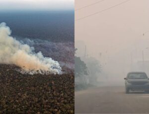Fumaça tóxica das queimadas no interior do AM continua chegando em Manaus; veja vídeo