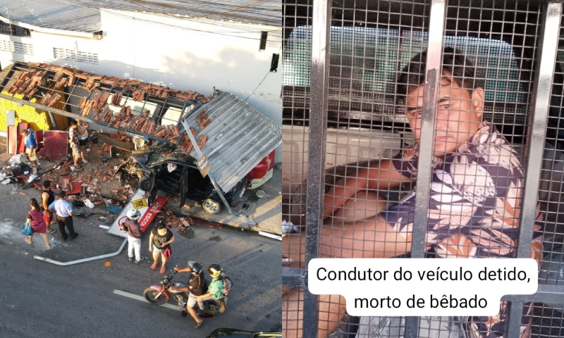 “Morto de bêbado”: motorista destrói parada de ônibus no bairro Nova Cidade; veja vídeo